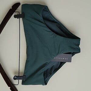 Seafolly Collective Women's Green Wide Side Retro Pant Bottom- Size 10- …